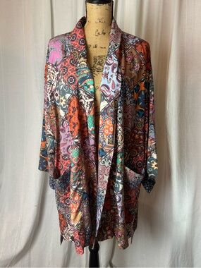 Tolani Kayla Patchwork Floral Medallion Kimono Pockets Women’s Large